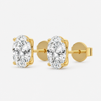 Lab-Grown Diamond Oval Cut Claw Stud Earrings