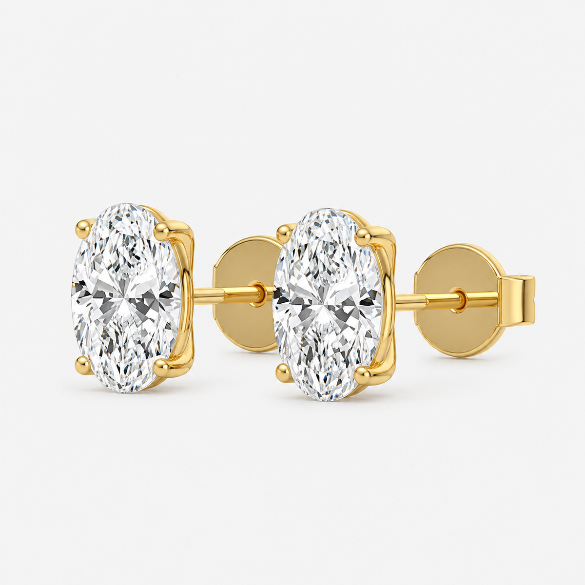 Lab-Grown Diamond Oval Cut Claw Stud Earrings