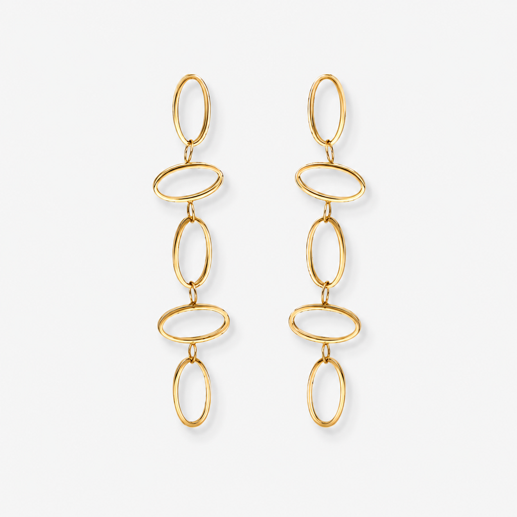 Oval Link Dangle Earrings – 18ct Solid Yellow Gold
