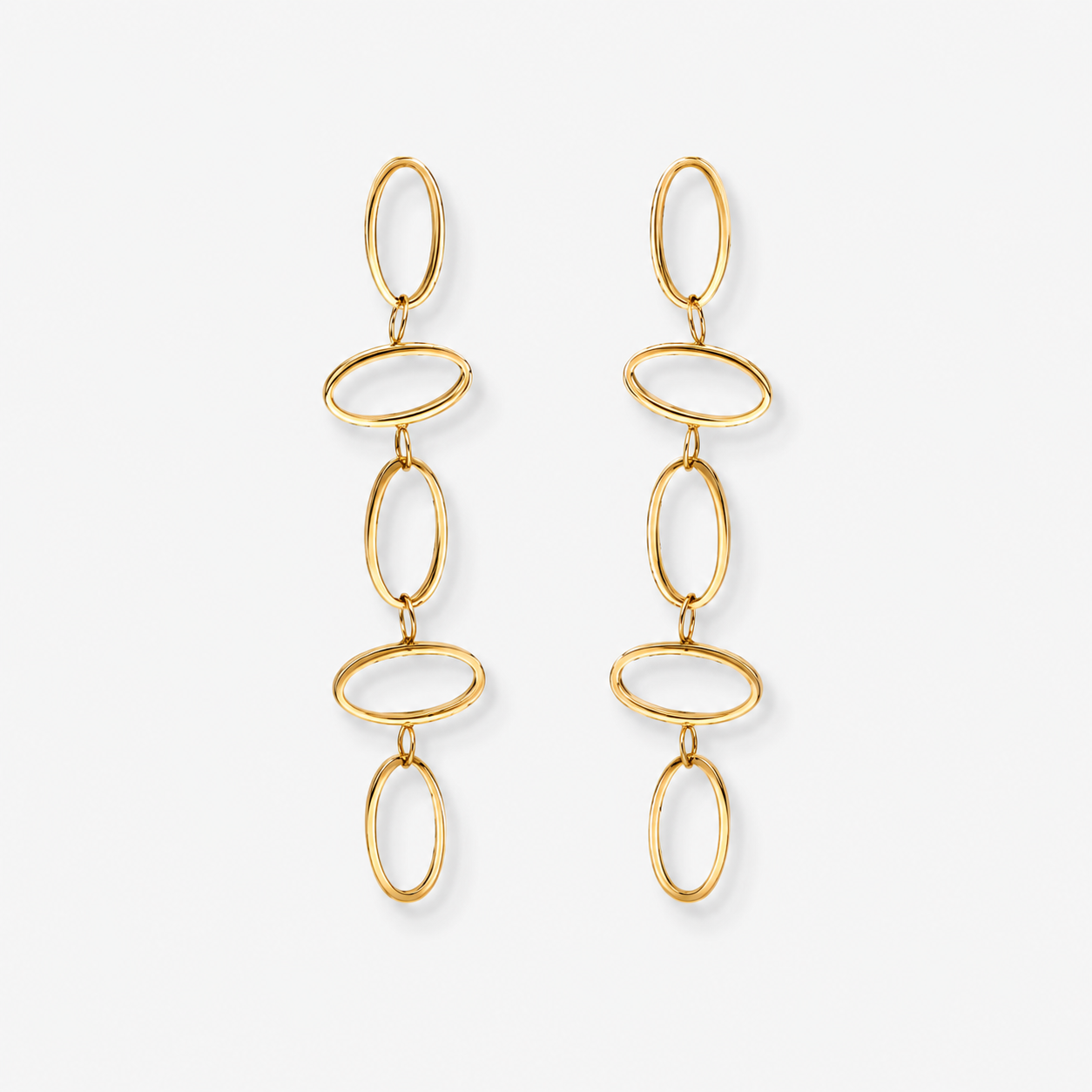 Oval Link Dangle Earrings – 18ct Solid Yellow Gold