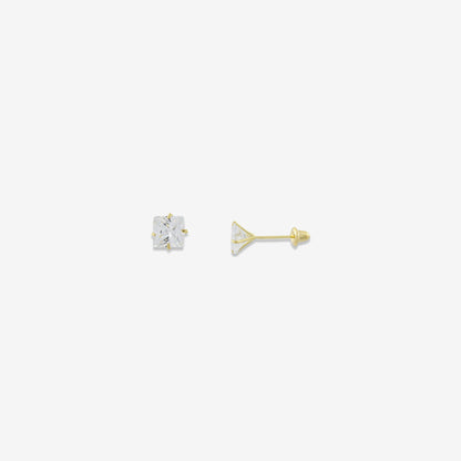 Princess Cut Stud Earrings Signature Zirconia 4mm – 18ct Yellow Gold