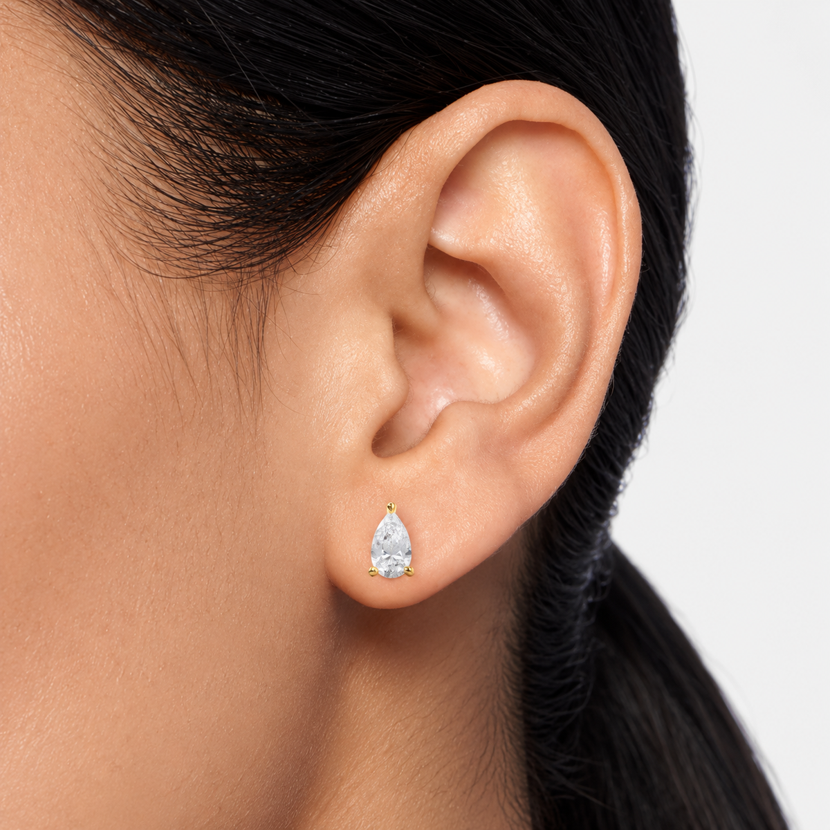 Lab-Grown Diamond Pear Cut Claw Stud Earrings