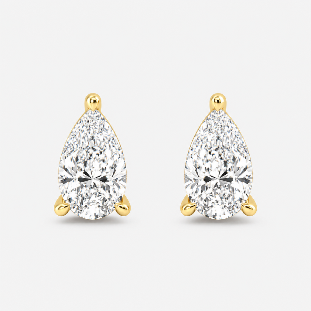 Lab-Grown Diamond Pear Cut Claw Stud Earrings