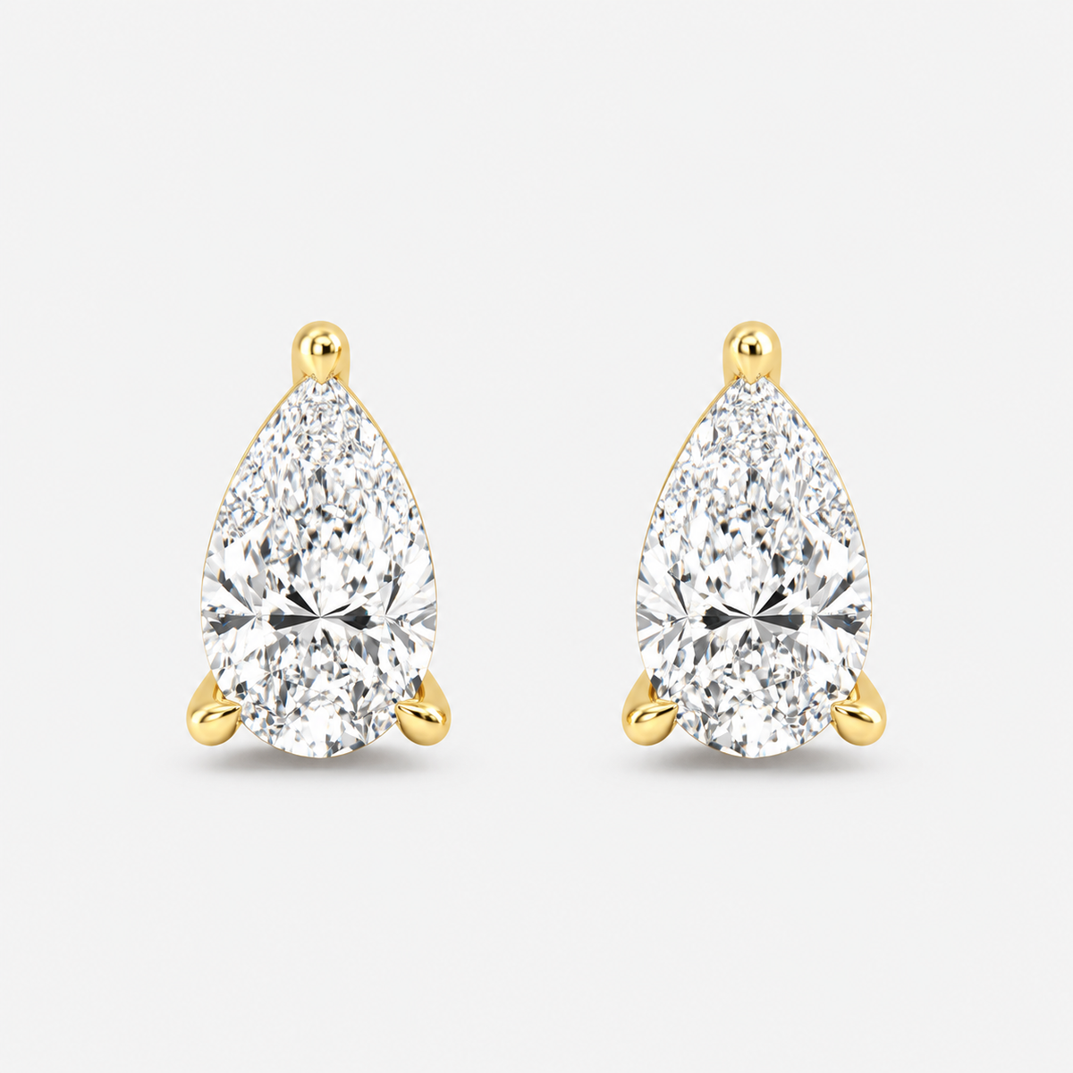 Lab-Grown Diamond Pear Cut Claw Stud Earrings