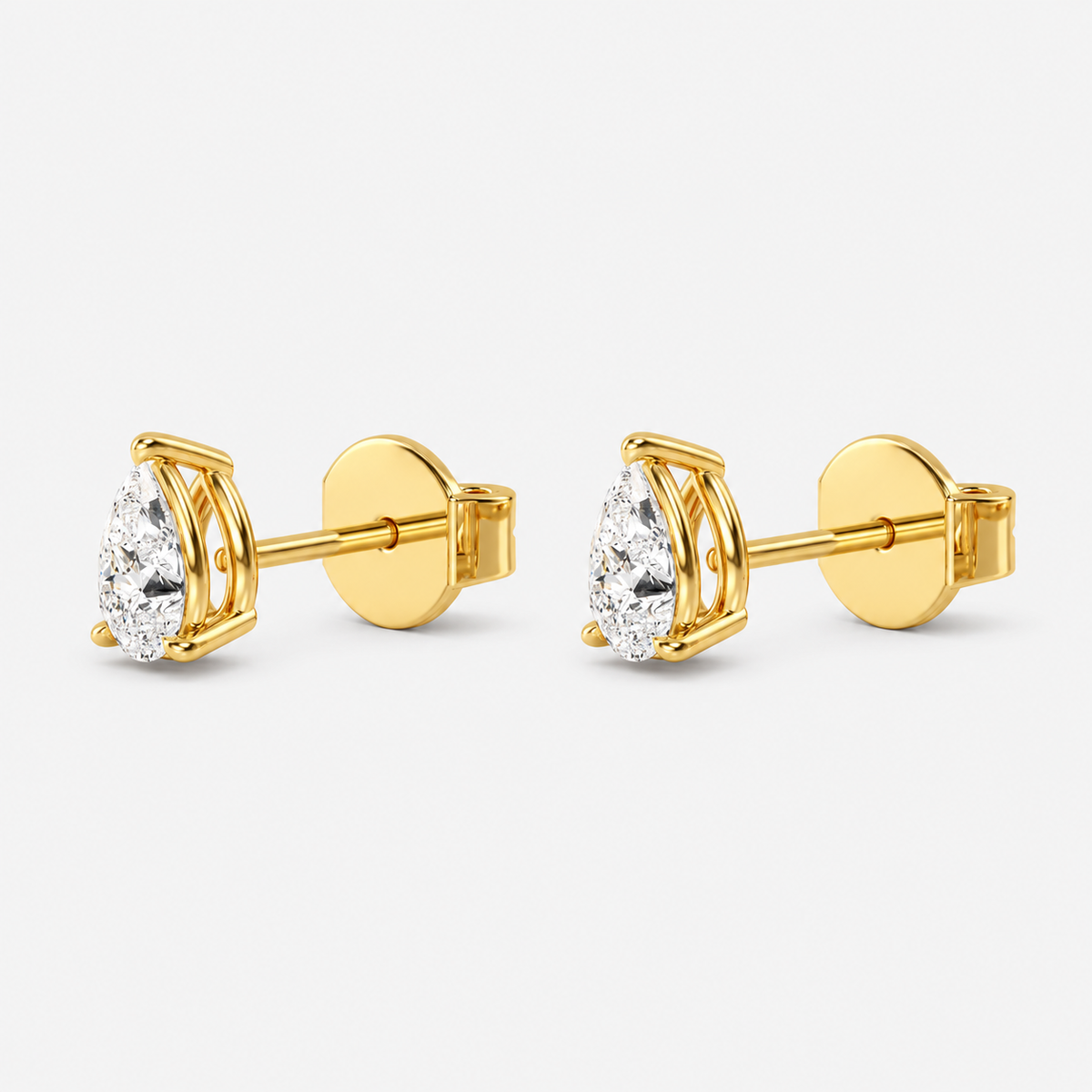 Lab-Grown Diamond Pear Cut Claw Stud Earrings