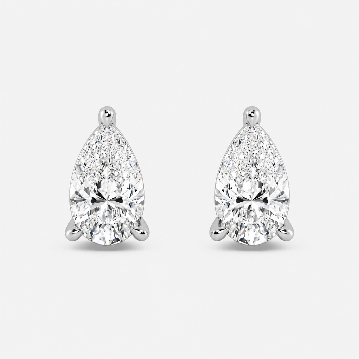Lab-Grown Diamond Pear Cut Claw Stud Earrings