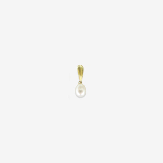 Colgante de perla natural Biwa en forma de gota en oro amarillo de 18 quilates
