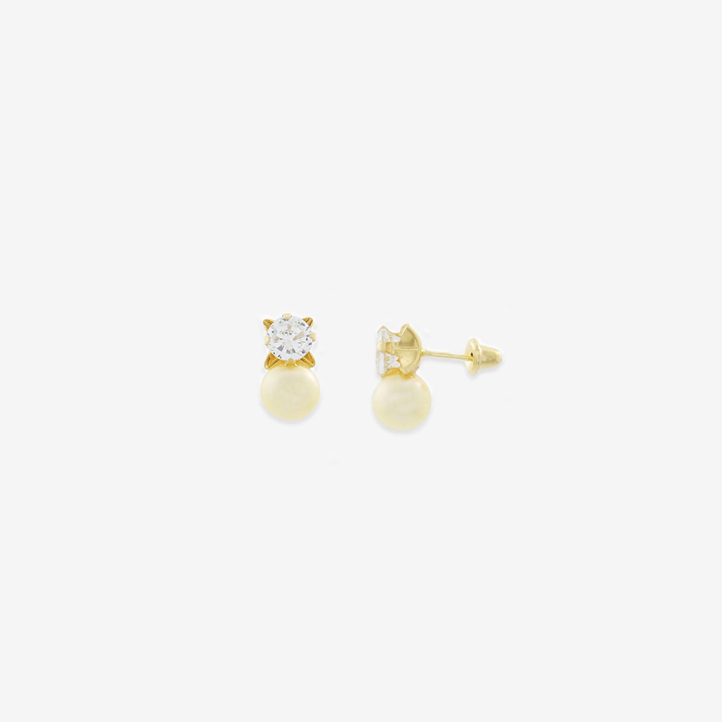 Natural Pearl and Signature Zirconia Earrings – 18ct Yellow Gold