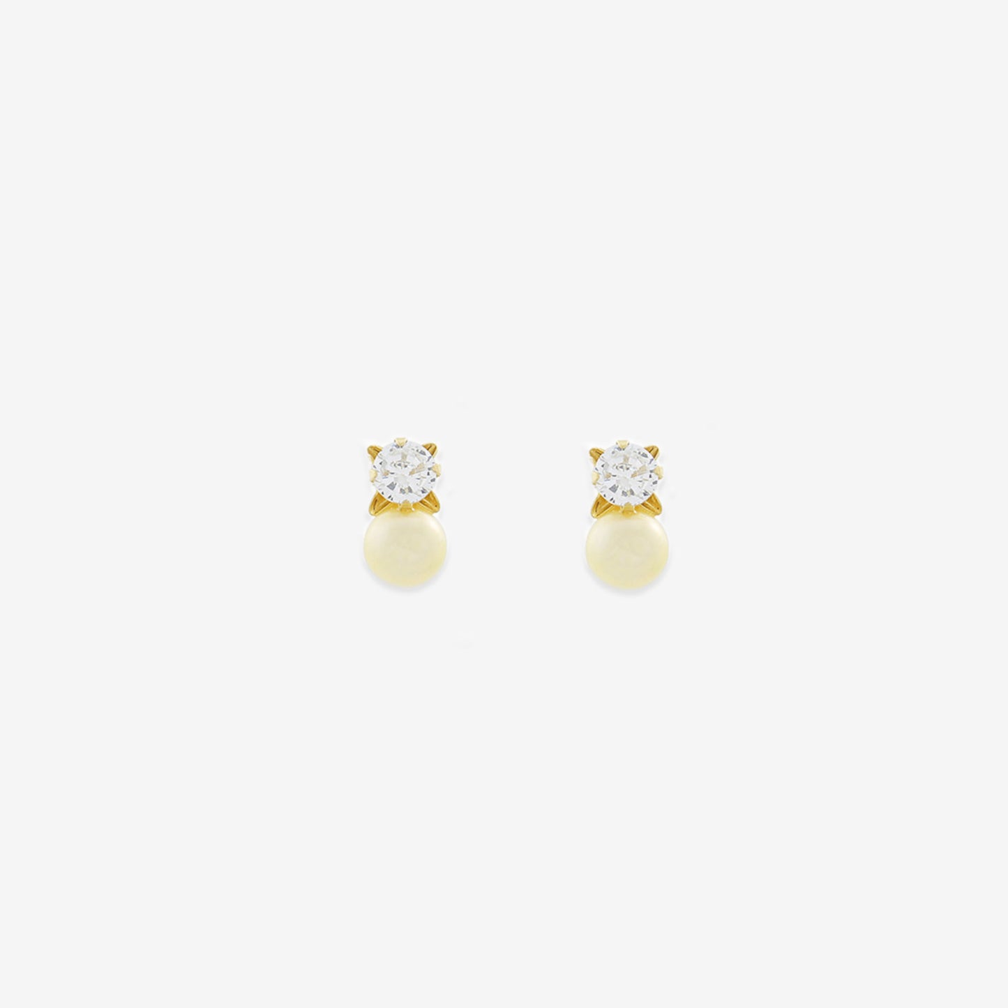 Natural Pearl and Signature Zirconia Earrings – 18ct Yellow Gold