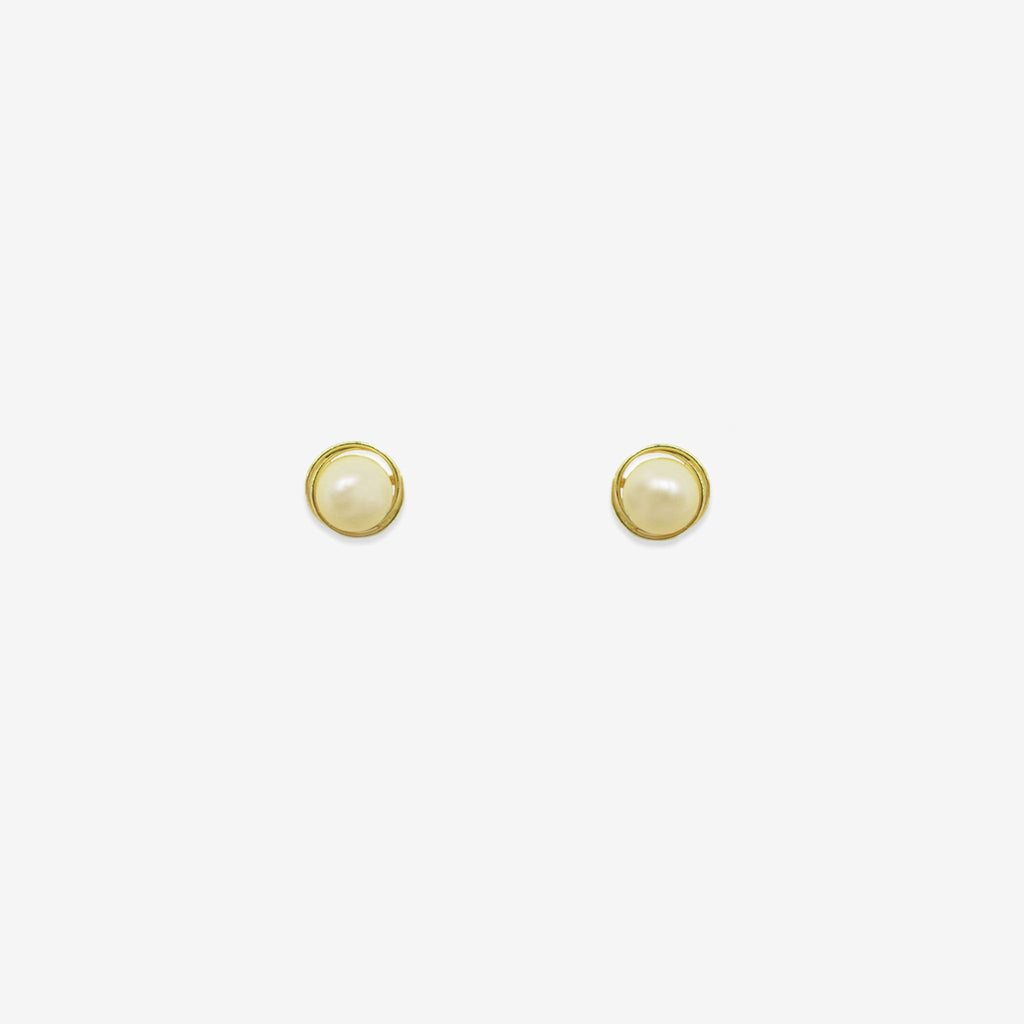 Rococo Natural Pearl Earrings 5.5mm – 18ct Yellow Gold.
