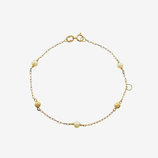 Pulsera de perlas y cuentas para niños en oro amarillo de 18 quilates