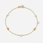 Kids Pearl and Bead Bracelet – 18ct Solid Yellow Gold