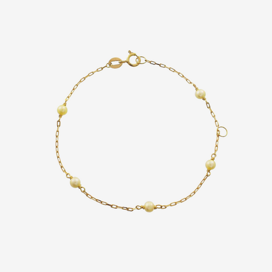 Pulsera de perlas para niños en oro amarillo de 18 quilates