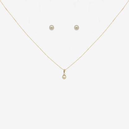 Pearl pendant and earring set bundle in 18ct Yellow Gold
