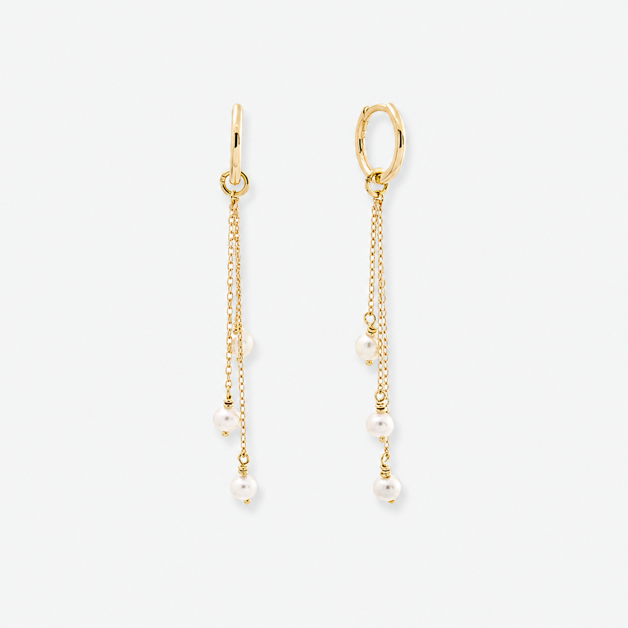White Freshwater Pearl Earrings - 9ct Yellow Gold