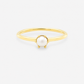 White Freshwater Pearl Round Ring - 9ct Yellow Gold