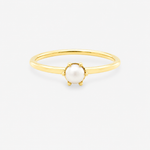 White Freshwater Pearl Round Ring - 9ct Yellow Gold