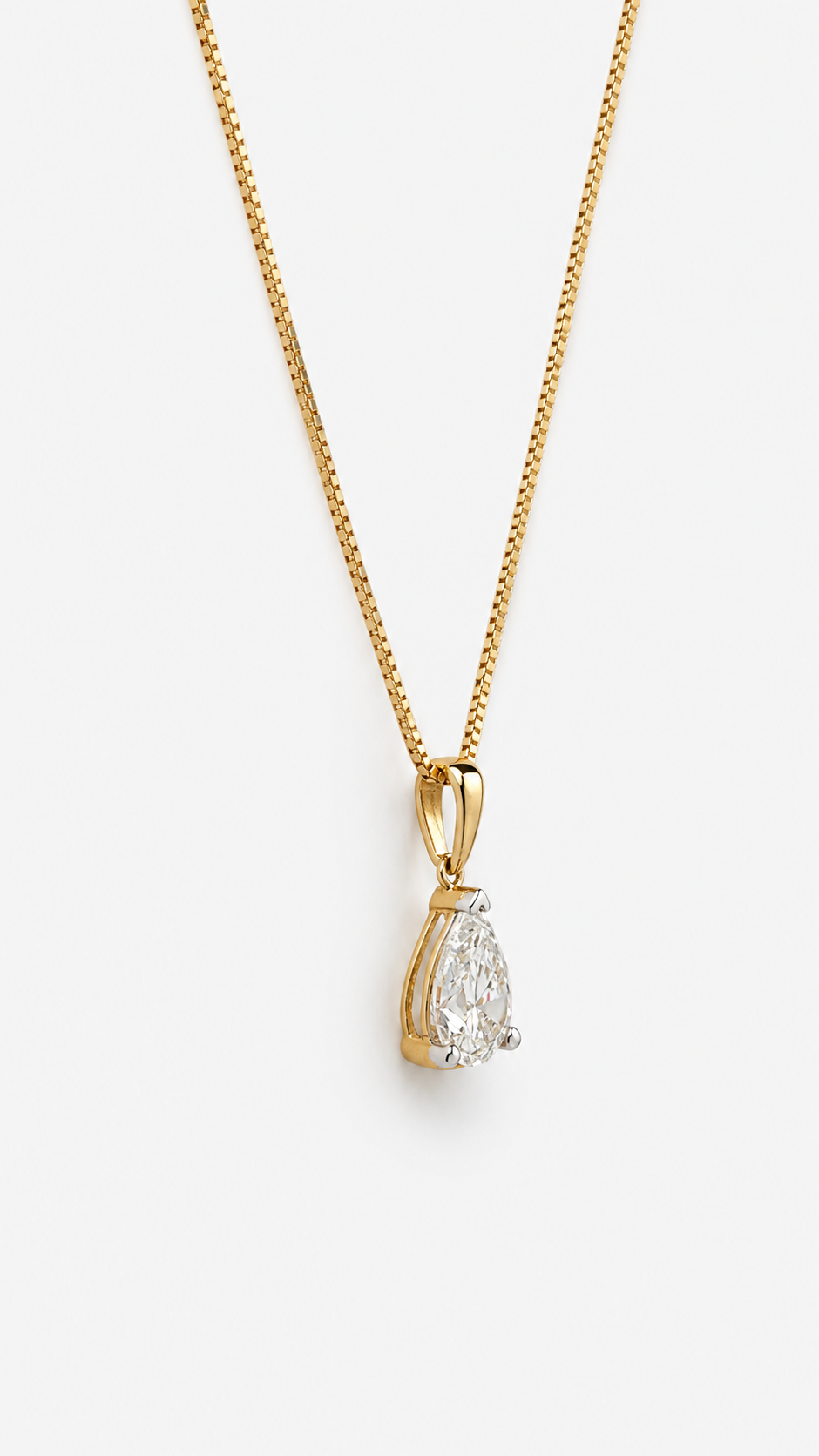 0.90ct Lab-Grown Diamond Pear Cut Pendant - 10ct Yellow Gold