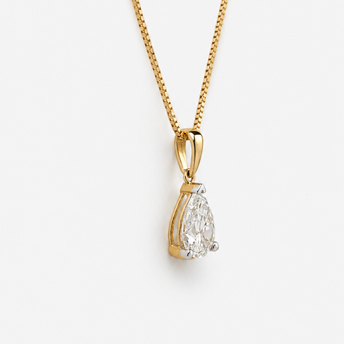 0.90ct Lab-Grown Diamond Pear Cut Pendant - 10ct Yellow Gold
