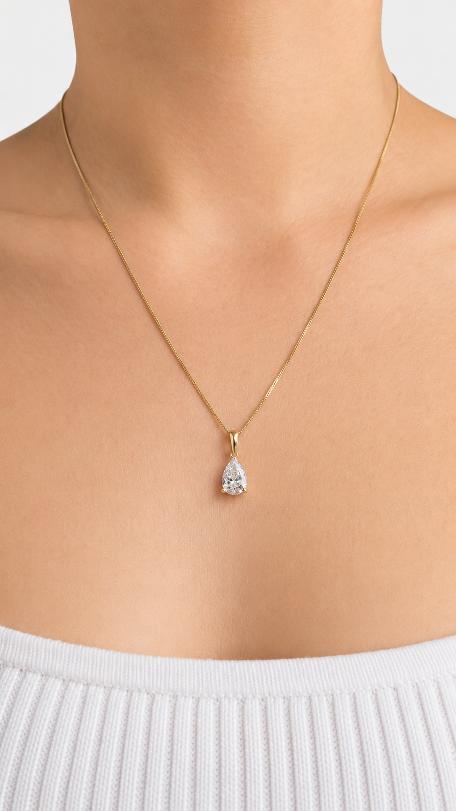 0.90ct Lab-Grown Diamond Pear Cut Pendant - 10ct Yellow Gold