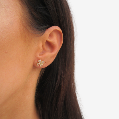 Clover Earrings Signature Zirconia – 18ct Yellow Gold