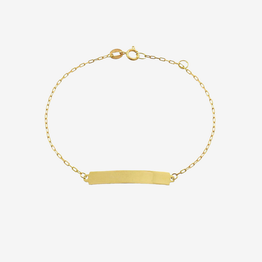Pulsera de placa para niños en oro amarillo de 18 quilates