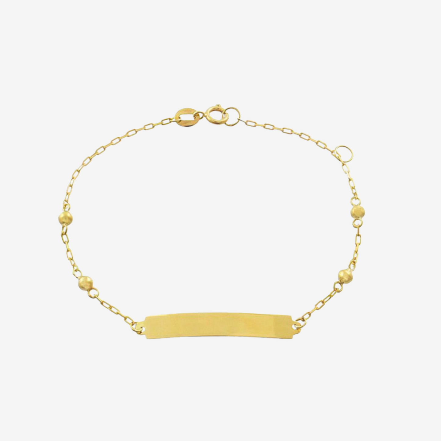 Kids Plate Bracelet with Beads – 18ct Solid Yellow Gold