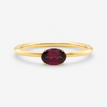 Rhodolite Garnet Oval Cut Ring - 9ct Yellow Gold