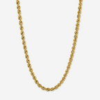 Gold chain necklace on a white background