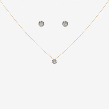 Solitaire Round signature zirconia pendant and earring set bundle in 18ct Yellow Gold