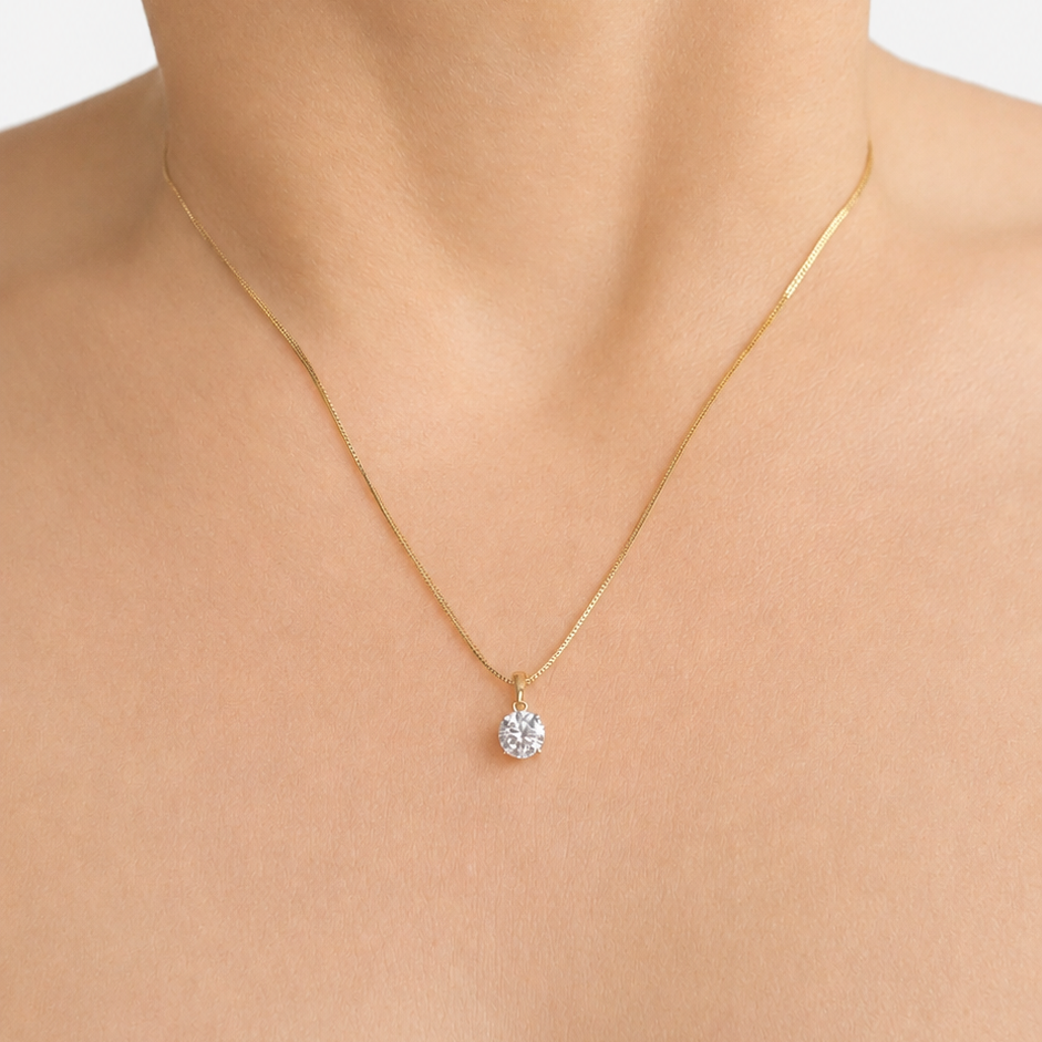 0.50ct Lab-Grown Diamond Round Cut Pendant - 10ct Yellow Gold