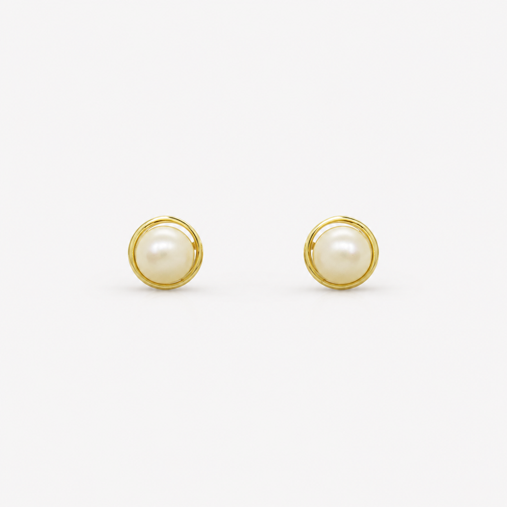 Rococo Natural Pearl Earrings 3.5mm – 18ct Yellow Gold