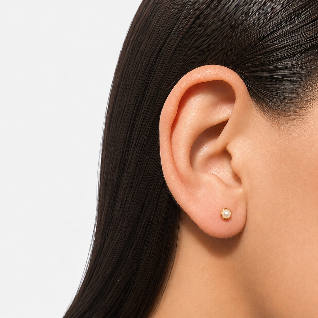 Rococo Natural Pearl Earrings 3.5mm – 18ct Yellow Gold