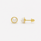 Rococo Natural Pearl Earrings 3.5mm – 18ct Yellow Gold