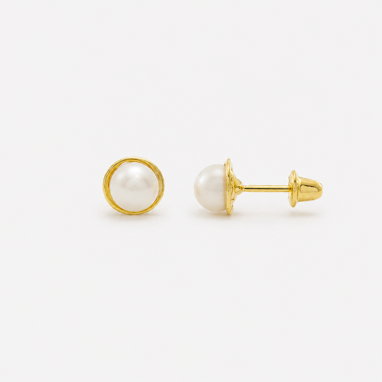Rococo Natural Pearl Earrings 3.5mm – 18ct Yellow Gold