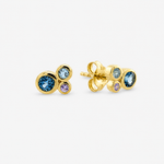 Blue Topaz & Tanzanite Mix Earrings - 9ct Yellow Gold