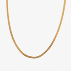 Gold chain necklace on a white background